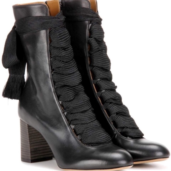 CHLOE Harper Boots Black Leather Excellent Condition EU 38 - Picture 1 of 9